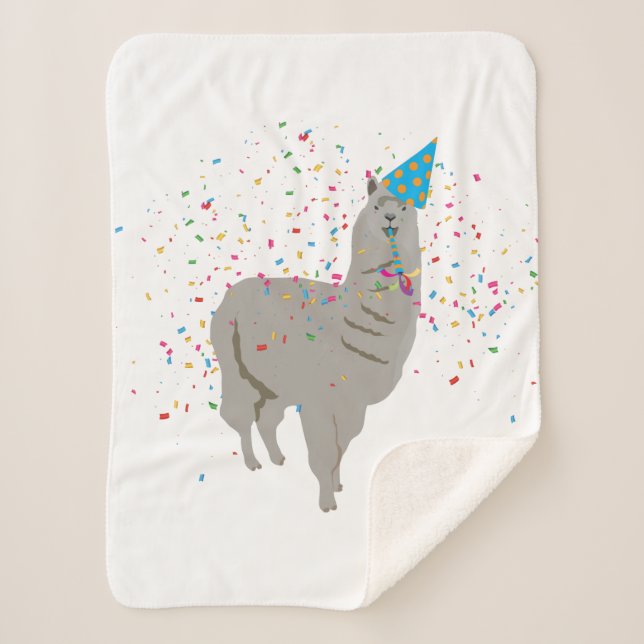 Llama Partying - Animals Having a Party Sherpa Blanket (Front)