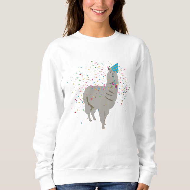 Llama Partying - Animals Having a Party Sweatshirt (Front)