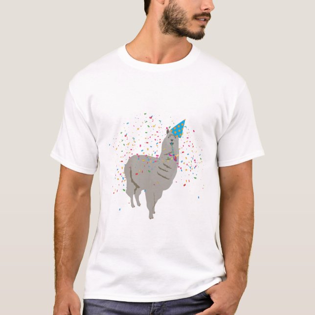 Llama Partying - Animals Having a Party T-Shirt (Front)