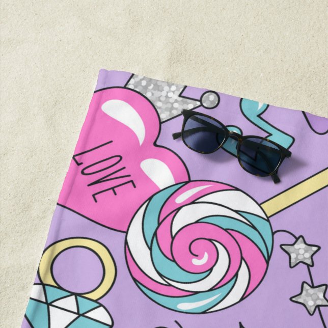 Llama pattern 1 beach towel (In Situ)