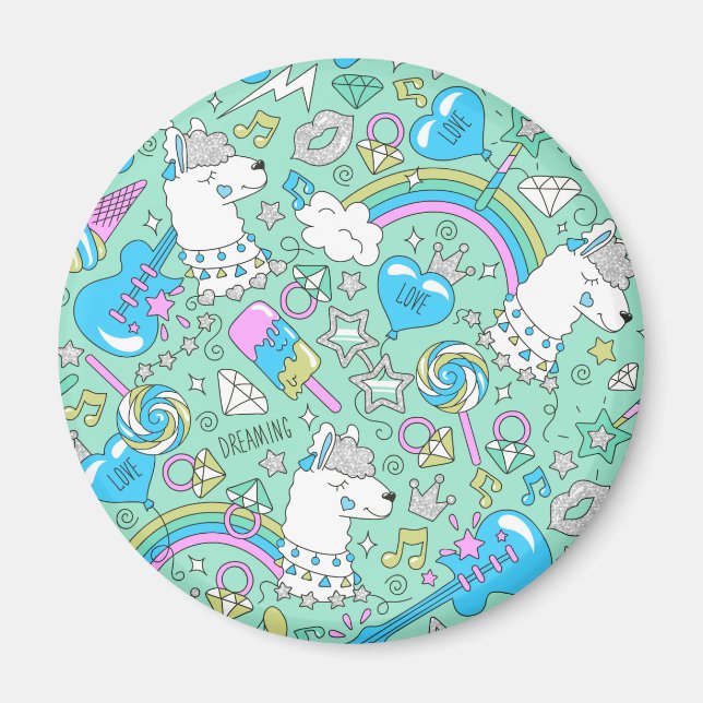 llama pattern 2 magnet (Front)