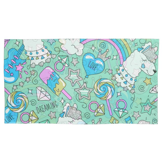 llama pattern 2 pillowcase (Front)