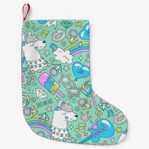 llama pattern 2 small christmas stocking