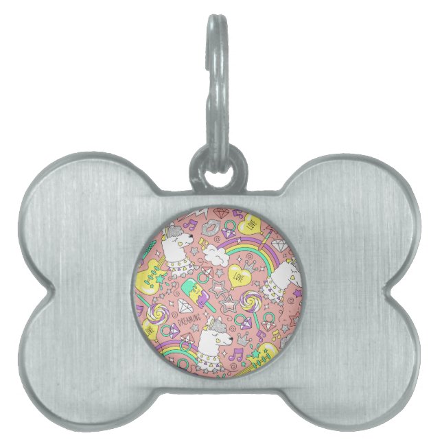 llama pattern 3 pet ID tag (Front)