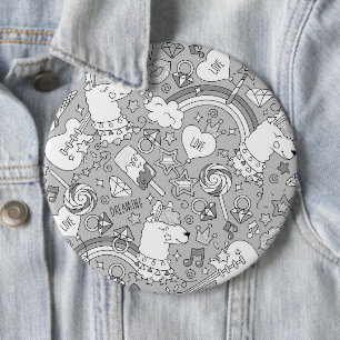 llama pattern 4 6 cm round badge