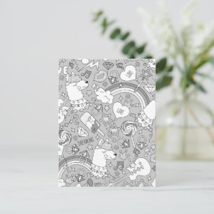 llama pattern 4 holiday postcard