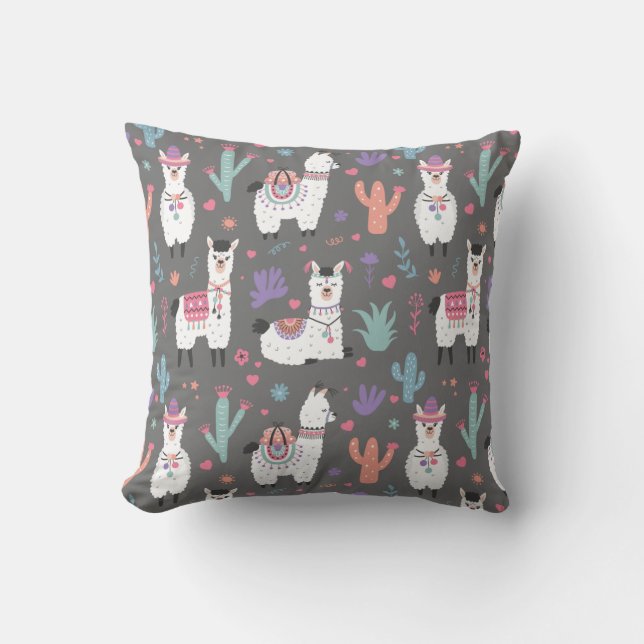 Llama pattern throw pillow (Front)