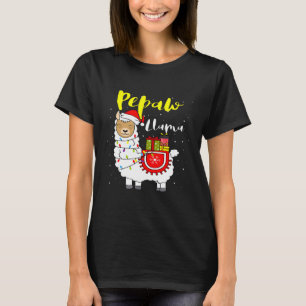 Llama Pepaw Lights Santa Hat Xmas Pajama Matching T-Shirt