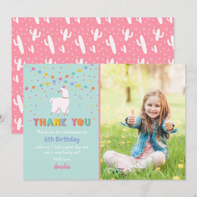 Llama Photo Thank You Card (Front/Back)