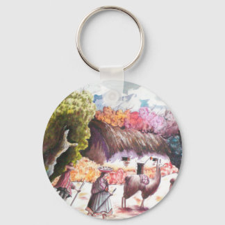 Llama Picture Peru village Key Ring
