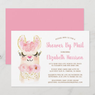 Llama Pink Baby Shower By Mail Invitation
