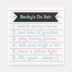 Llama Pink Pajama Girl Birthday Party Sleepover Napkin