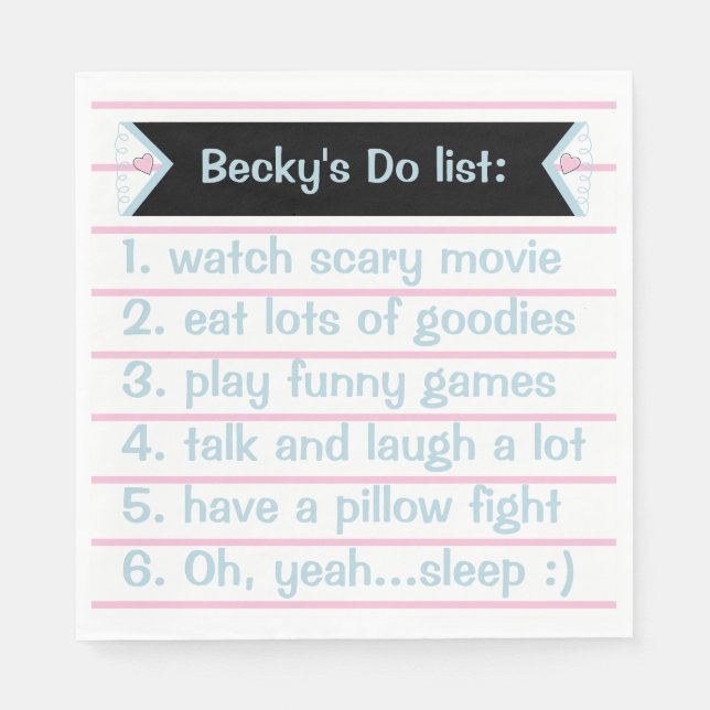 Llama Pink Pajama Girl Birthday Party Sleepover Napkin (Front)