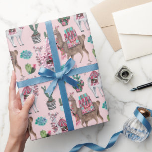 Llama pink Wrapping Paper