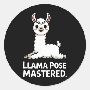 Llama Pose Mastered Cute Yoga Llama Art _1  Classic Round Sticker