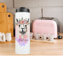 Llama Pretty Farm Animal Monogram Wildflower