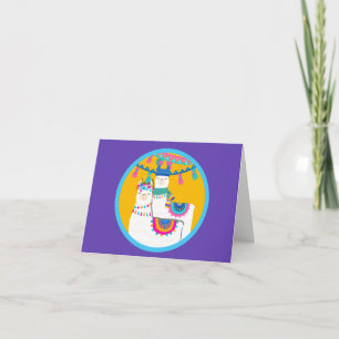 Llama Purple Blue Yellow Colourful Thank You Card