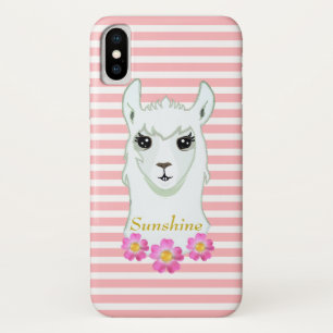 Llama Queen on Pink and White iPhone X Case