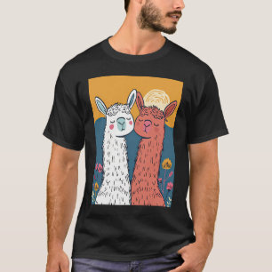 Llama-Rama Romance in Vector Vogue  T-Shirt