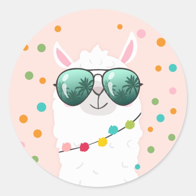 Llama Rama Sticker Cupcake Topper Fiesta Alpaca (Front)