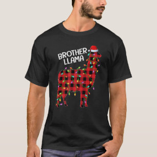 Llama Red Buffalo Plaid Brother Llama Christmas Pa T-Shirt
