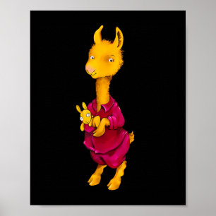 Llama Red Pajama For Kids Poster