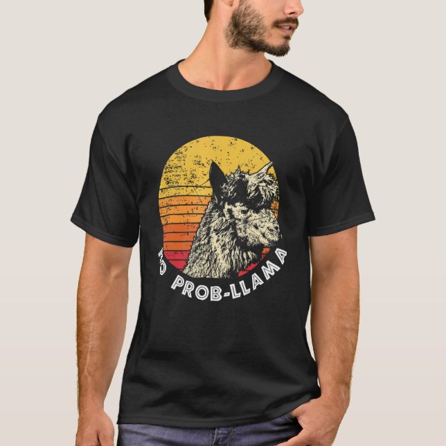 Llama Retro No Prob Llama  Tee (Front)
