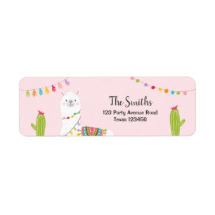 Llama Return Address Labels Fiesta Alpaca Mexican