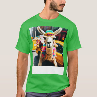Llama Riding in Taxi T-Shirt