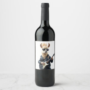 Llama rockstar wine label