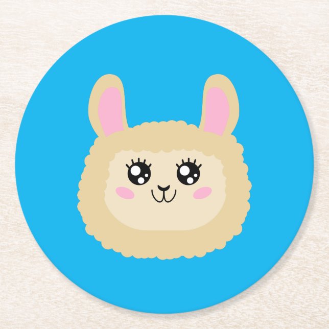 Llama Round Paper Coaster (Front)