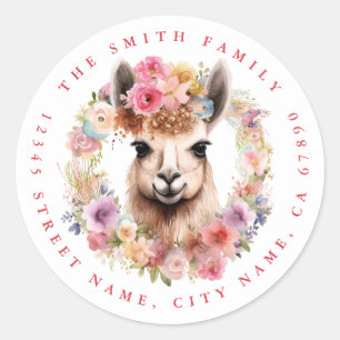 Llama Round Return Address Labels