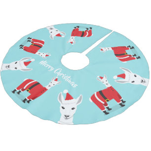 Llama Santa Animal Christmas Brushed Polyester Tree Skirt