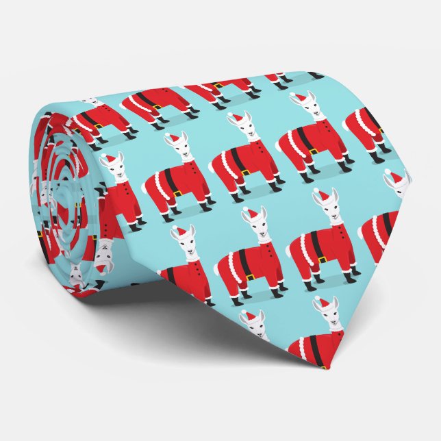 Llama Santa Animal Christmas Tie (Rolled)