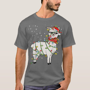 Llama Santa Hat Lights Christmas Tree Alpaca Llama T-Shirt