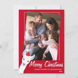 Llama Santa Photo Christmas Holiday Card