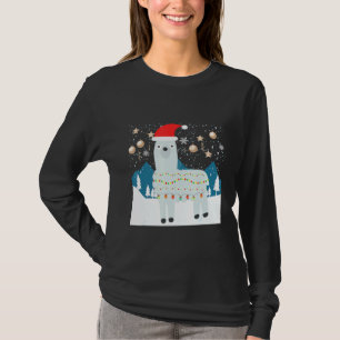 Llama Santa Snow Ugly Christmas T-Shirt