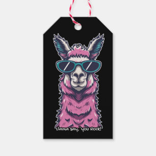 Llama say you Rock Quirky pose in sunglasses Gift Tags