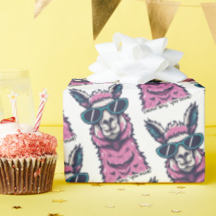 Llama say you Rock Quirky pose in sunglasses Wrapping Paper