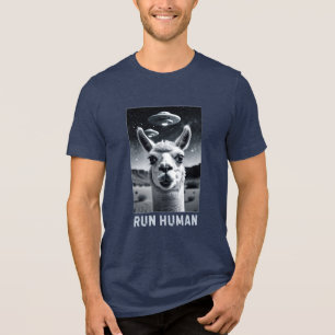 Llama Selfie UFO Fun Quirky Art Tri-Blend Shirt