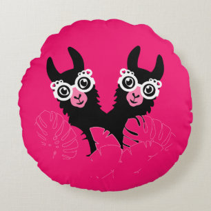 Llama Sisters Round Cushion
