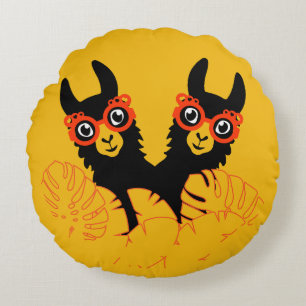 Llama Sisters Round Cushion