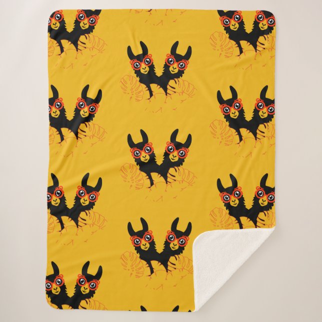 Llama Sisters Sherpa Blanket (Front)