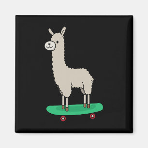 Llama Skateboard Funny Skateboarding Alpaca Llama Magnet