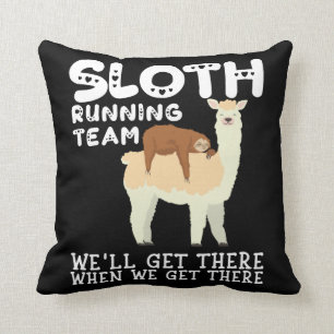 Llama Sloth Running Team Sarcasm Sarcastic Sleepy Cushion