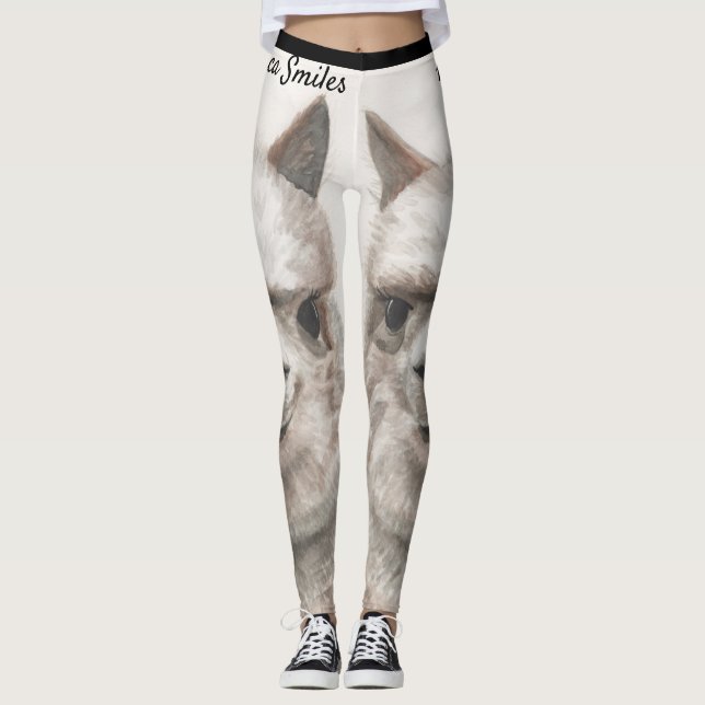 Llama Smiles Original Art Workout Leggings (Front)