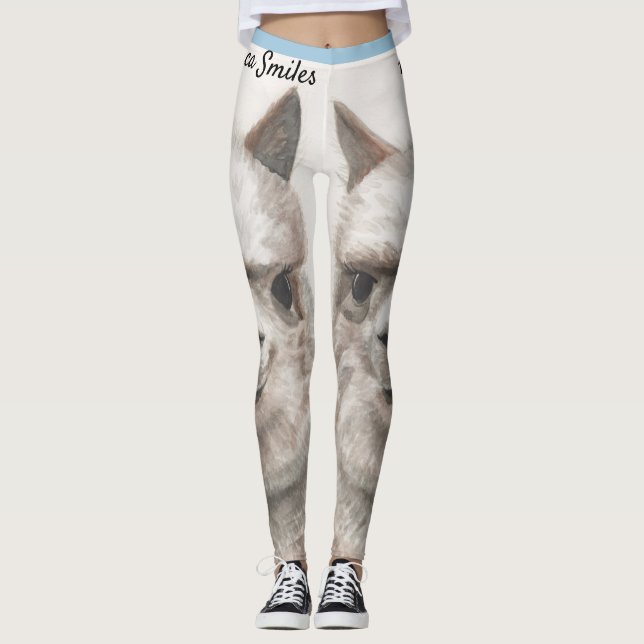 Llama Smiles Original Art Workout Leggings (Front)