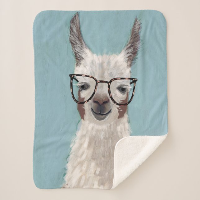 Llama Specs - Oversized Glasses Sherpa Blanket (Front)
