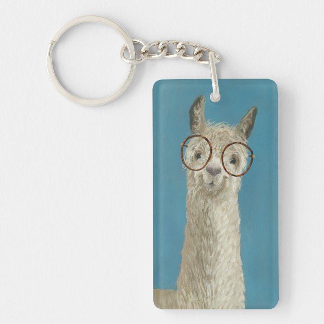 Llama Specs - Round Eyeglasses Key Ring (Front)