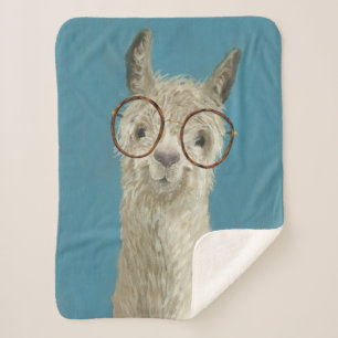 Llama Specs - Round Eyeglasses Sherpa Blanket